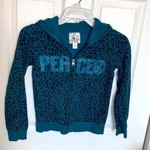 The Children’s Place | Girls Teal Turquoise Blue Leopard Print Hoodie Sweatshirt